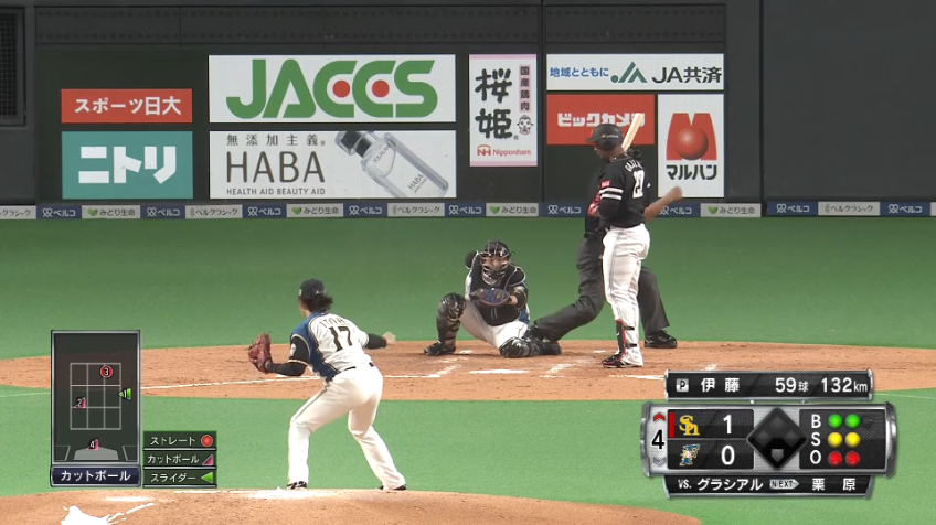 4回表・F伊藤 アウトローいっぱいに投げ、見逃し三振を奪う!!