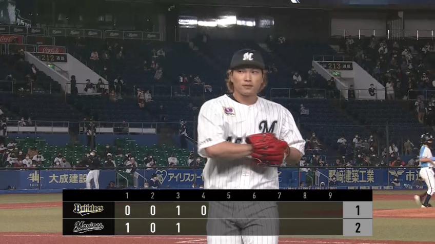 4回表・M岩下 低めに決まったフォークボールで空振り三振をもぎ取る!!