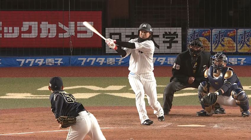 7回裏・M藤岡 第1号ホームランで結果を残す‼ 千葉ロッテが1イニング3ホームランを記録‼