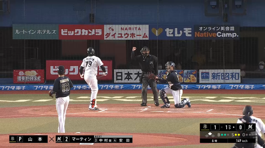 1回裏・B山本 149キロのスプリットで三振を奪う!!