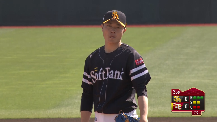 3回裏・H松本 3回までを打者9人で片付けるナイスピッチング!!