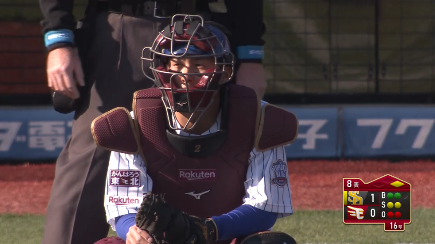 8回表・E太田 100点満点の送球で盗塁阻止!!