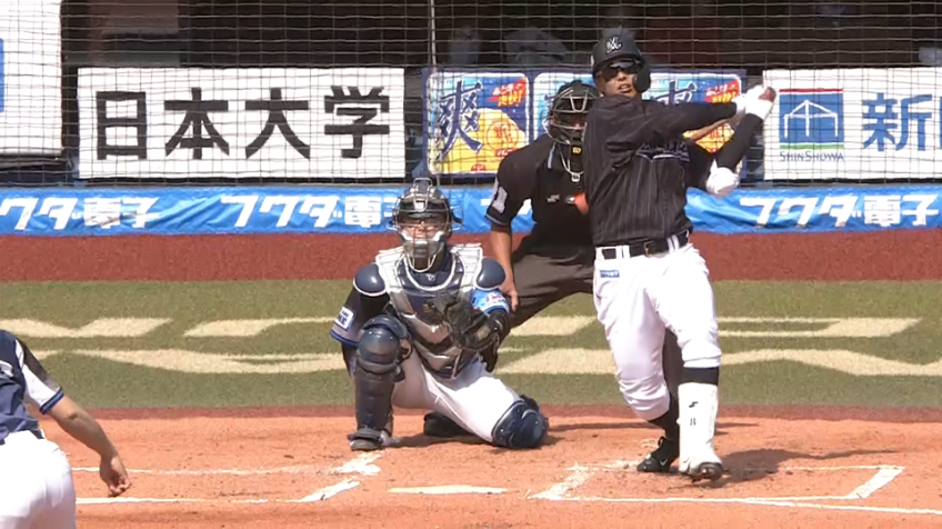 1回裏・M中村 好走塁でレフトへの2ベースヒットを放つ!!