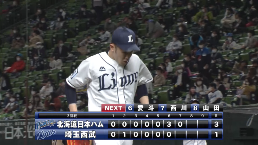 7回表・L伊藤 わずかの10球で1イニング抑える!!