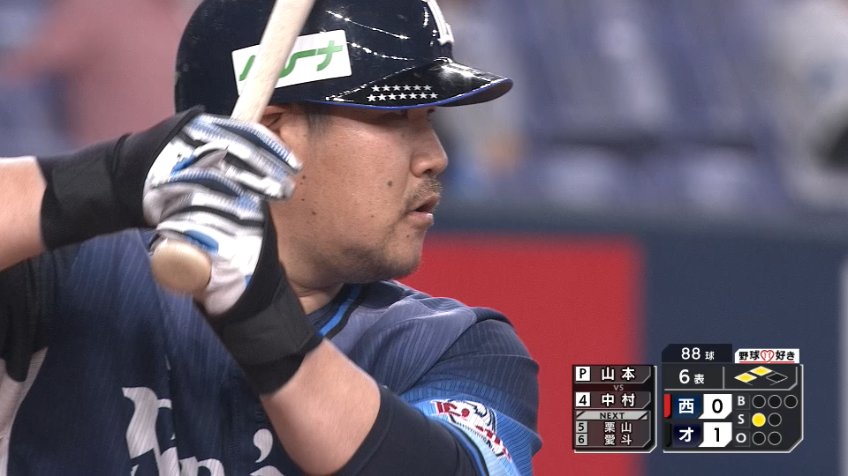 6回表・L中村 試合を振り出しに戻すタイムリーヒット!!