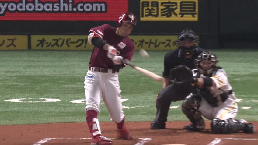 6回表・E岡島 2点差に迫るソロホームランを放つ!!