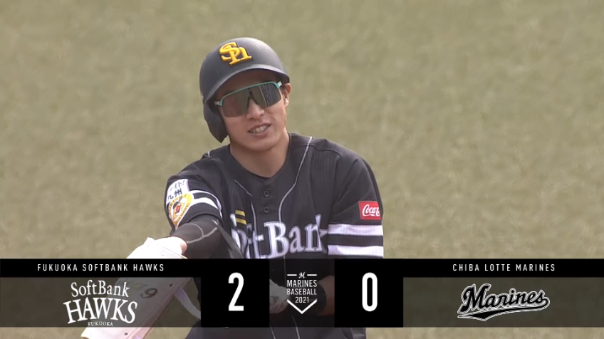 2回表・H柳田 2アウト満塁の場面で先制の2点タイムリー2ベースを放つ!!