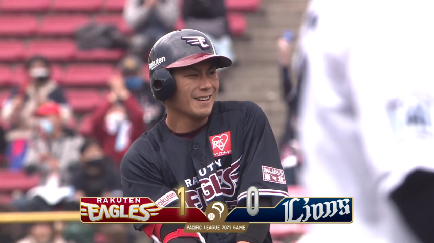 2回裏・E岡島 初球を振り抜いて先制のタイムリー2ベースヒットを放つ!!