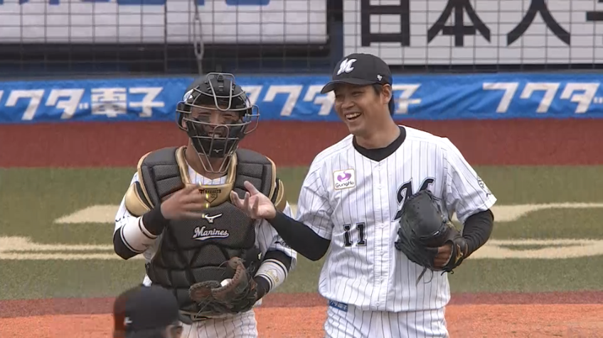 9回表・M佐々木 見逃し三振を奪い、プロ初セーブを挙げる!!