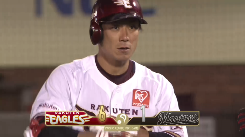 8回裏・E岡島 ライト方向へのタイムリーヒットで追加点!!