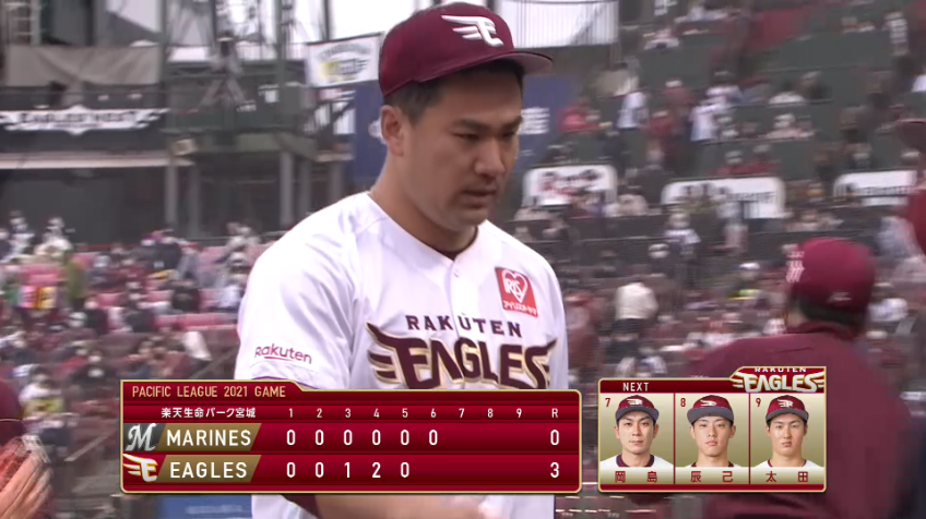 6回表・E田中 6回無失点6奪三振の好投を見せる!!