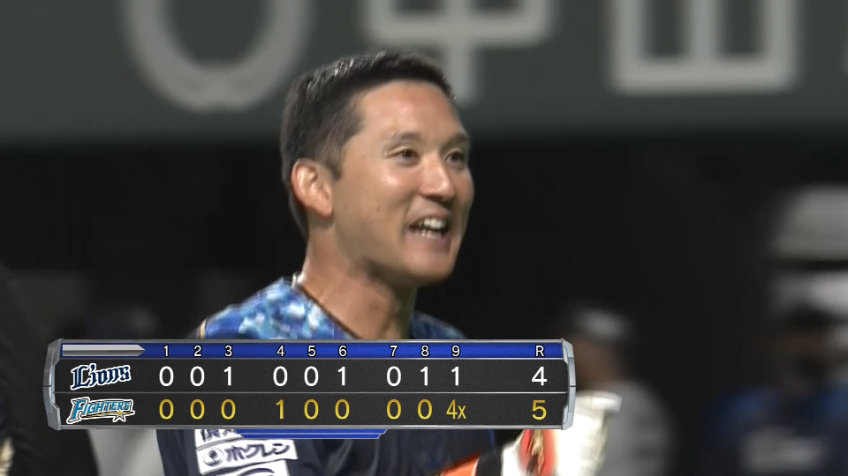 9回裏・F杉谷 フォアボールで押し出し!! ファイターズは今季初となるサヨナラ勝利!!