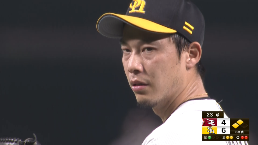 8回表・H岩嵜 一打同点の場面で見事空振り三振を奪う!!