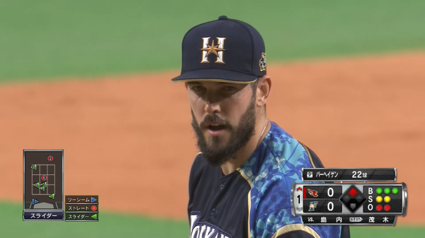 1回表・Fバーヘイゲン ピンチを背負うも、最後は見逃し三振!!