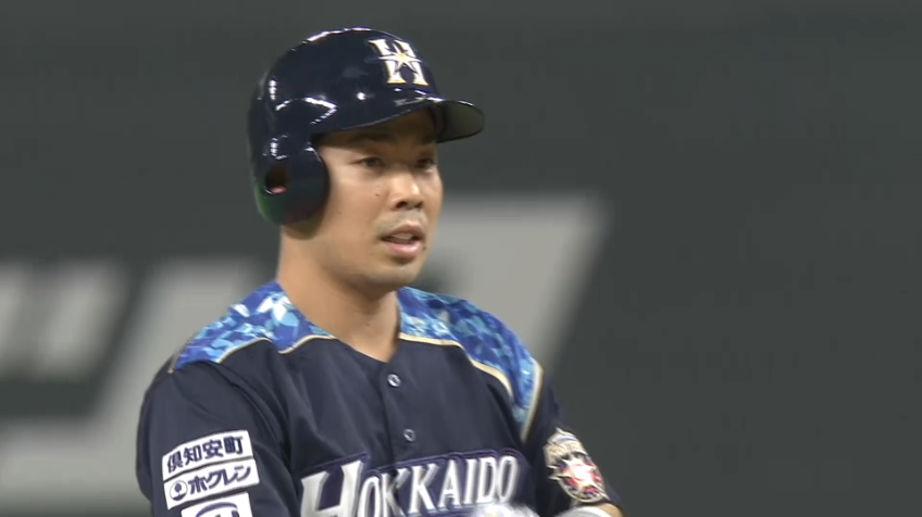 1回裏・F近藤 ランナー2塁からセンターオーバーの先制タイムリー2ベースを放つ!!