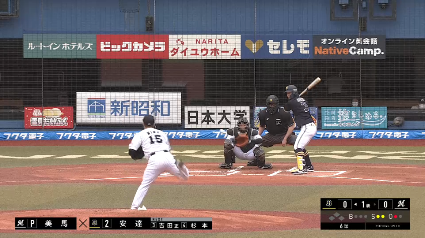 1回表・M美馬 初回から2者連続三振を奪う上々の立ち上がり!!