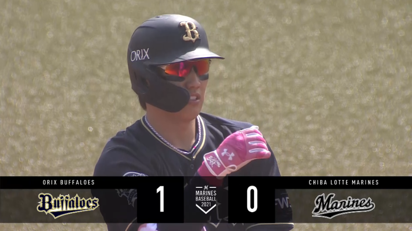 1回表・B吉田正 ライトオーバーのタイムリー2ベースで初回に先制!!