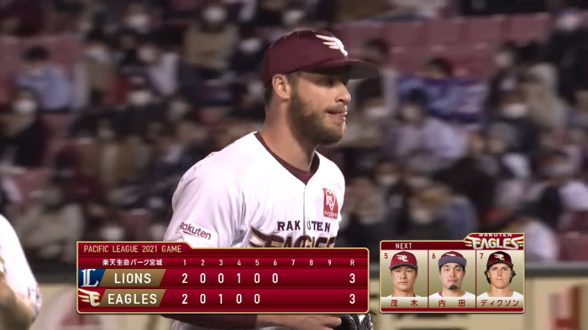 6回表・Eブセニッツ ピンチを招くも三振で切り抜ける!!