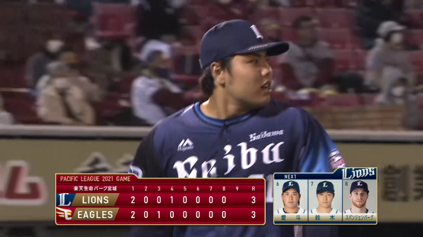 8回裏・L平良 3者凡退で20試合連続無失点!!