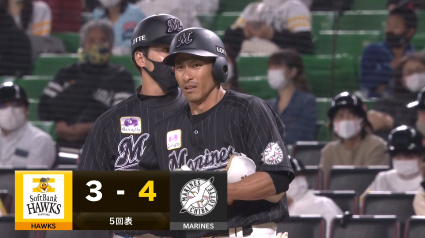 5回表・M荻野貴 レフト前への鋭い当たりで勝ち越し!! 藤岡の好走塁も光る!!