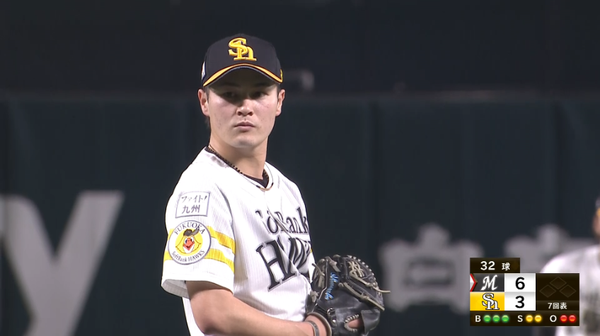 7回表・H笠谷 2イニングで5奪三振の圧巻ピッチング!!