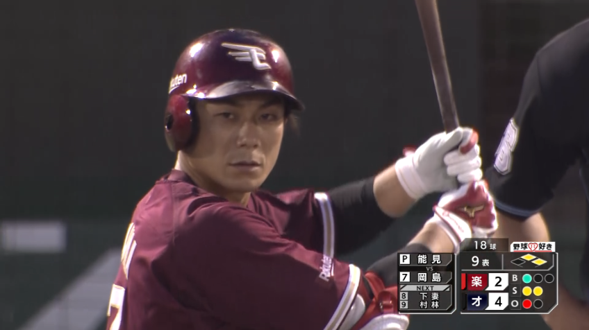 9回表・E岡島 ライトへタイムリーヒットを放ち1点差に詰め寄る!!