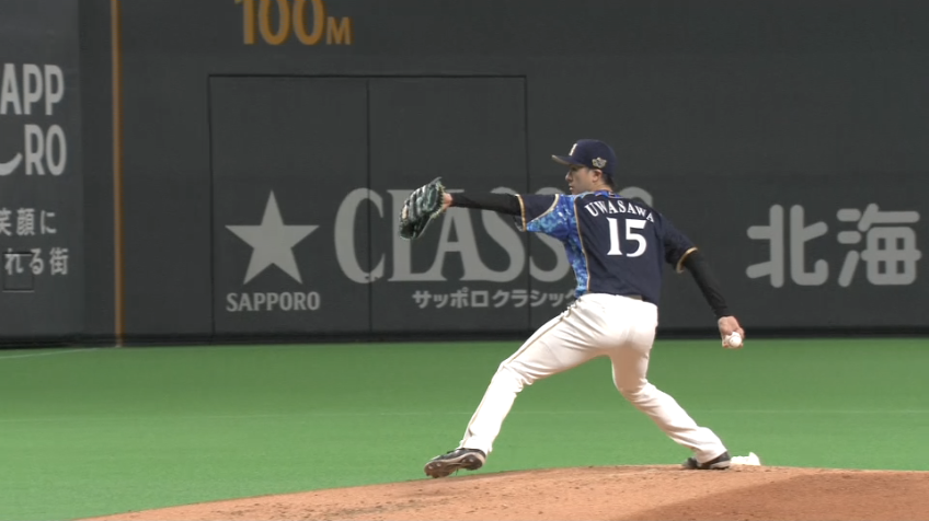 2回表・F上沢 鋭く落ちる変化球で空振り三振を奪う!!