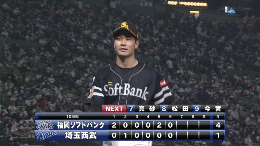 6回裏・H武田 この日6つ目の三振を奪いここまで3安打1失点の好投!!