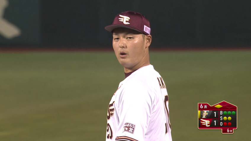 6回表・E安樂 ランナー3塁のピンチも空振り三振に抑える!!