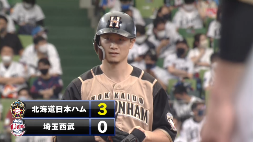 3回表・F西川 初球から振って一塁線を抜ける2点タイムリーヒット!!