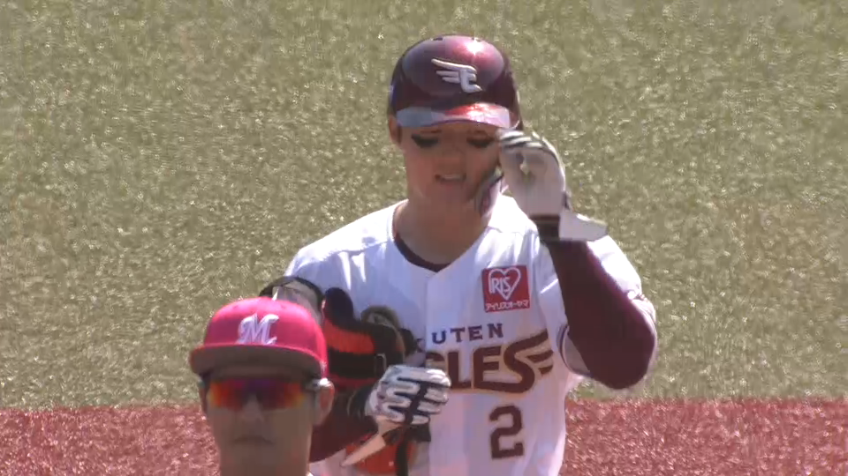 2回表・E太田 1塁ランナーが一気に生還する先制のタイムリー2ベースヒットを放つ!!