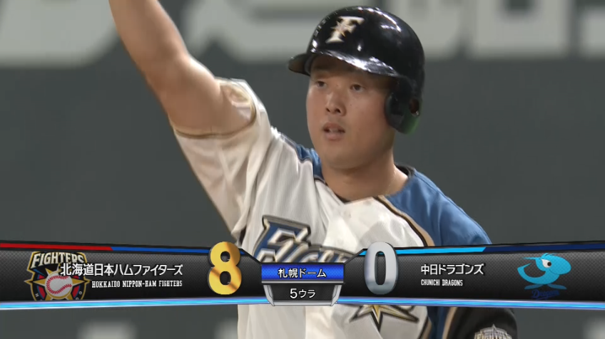 4回裏・F高濱 今シーズン初の猛打賞を達成しガッツポーズ!!