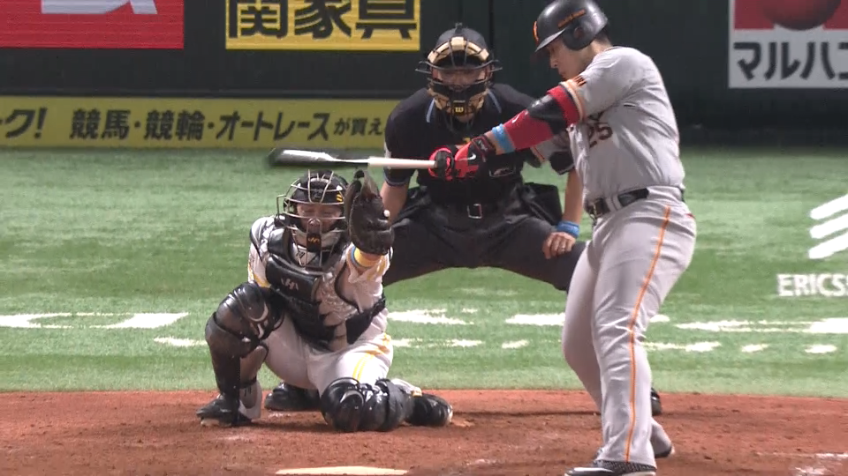 5回表・H石川 Gの4番・岡本から空振り三振を奪う!!