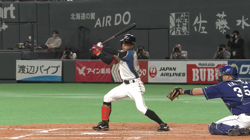 3回裏・F五十幡 絶好調!! 11試合連続安打でチャンスを広げる!!