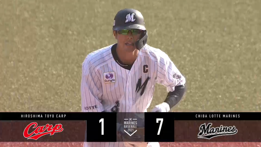 6回裏・M中村 タイムリー2ベースヒットでこの回3点目!!