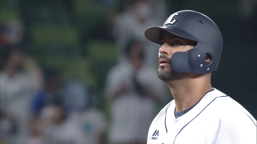 7回裏・Lメヒア 初球から振ってレフトへタイムリーヒット!!