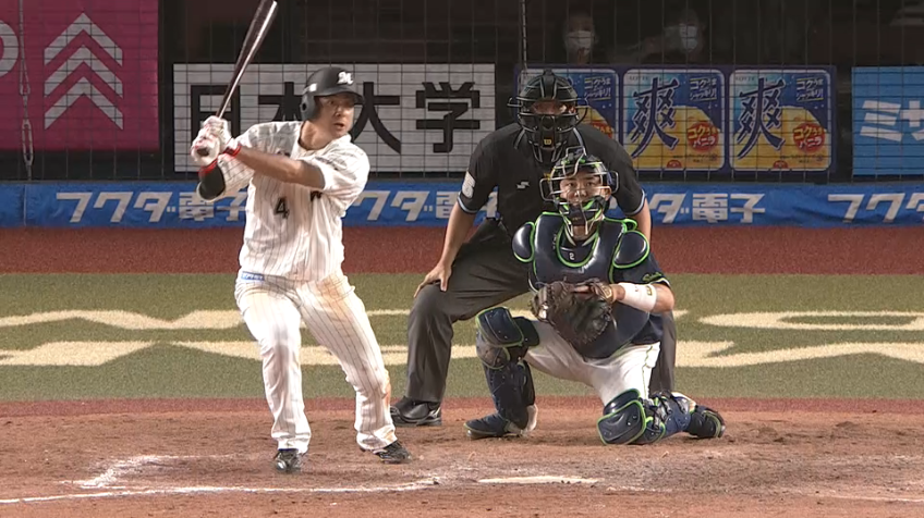 9回裏・M藤岡 この回先頭で粘って9球目をレフト前ヒット!!