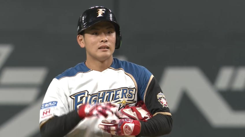 7回裏・F野村 初球から振ってライトへタイムリー2ベースヒット!!