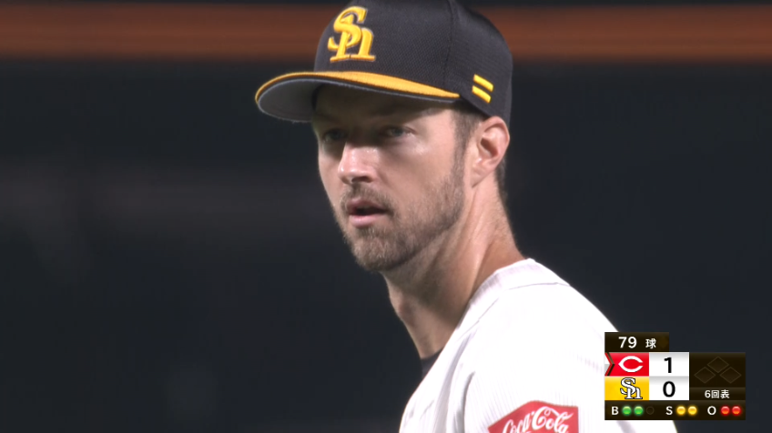 6回表・Hレイ 3回表に1点許すも、安定したピッチングで3者凡退に抑える!!