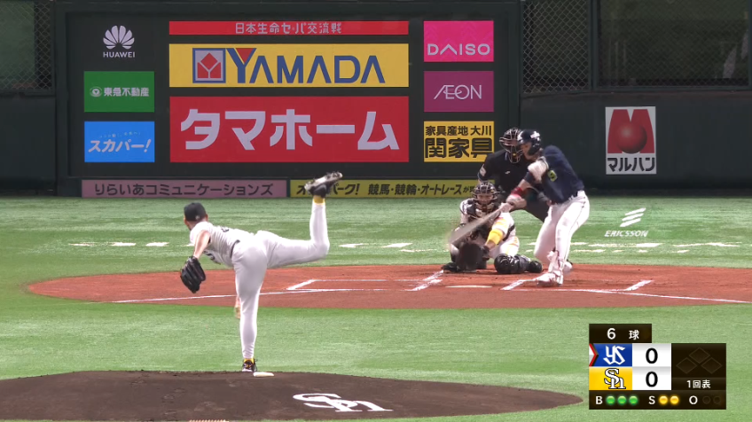 1回表・Hマルティネス 初回先頭打者を空振り三振に切って取る!!