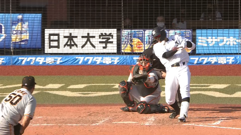 8回裏・M中村 レフトへのタイムリーヒットを放つ!!