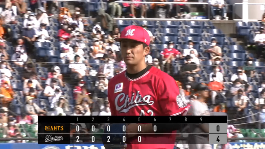 6回表・M小島 G中島を併殺打に打ち取り、相手打線をこの回まで無失点に抑える好投を見せる!!