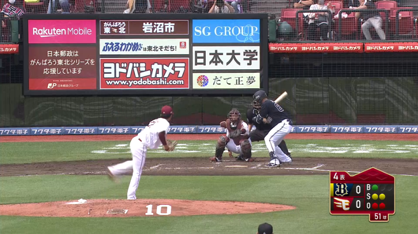 4回表・E早川 構えたところにズバッと決めて見逃し三振!!