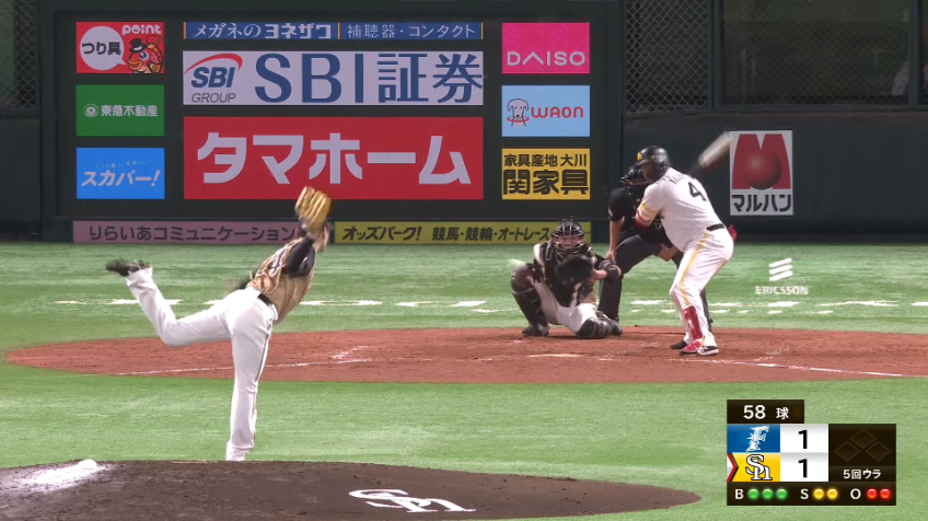 5回裏・F加藤 勝ち越しを許さない3者連続三振!!