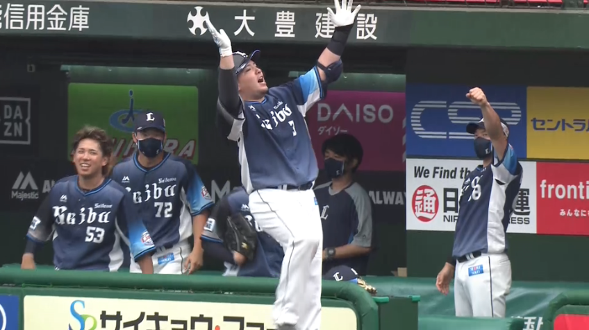 6回裏・L山川 先制点を取られた直後に反撃の一発!! 主砲の同点2ランホームラン!!