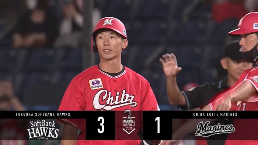 5回裏・M高部 四球の後の初球をとらえ、センターへタイムリーヒットを放つ!!