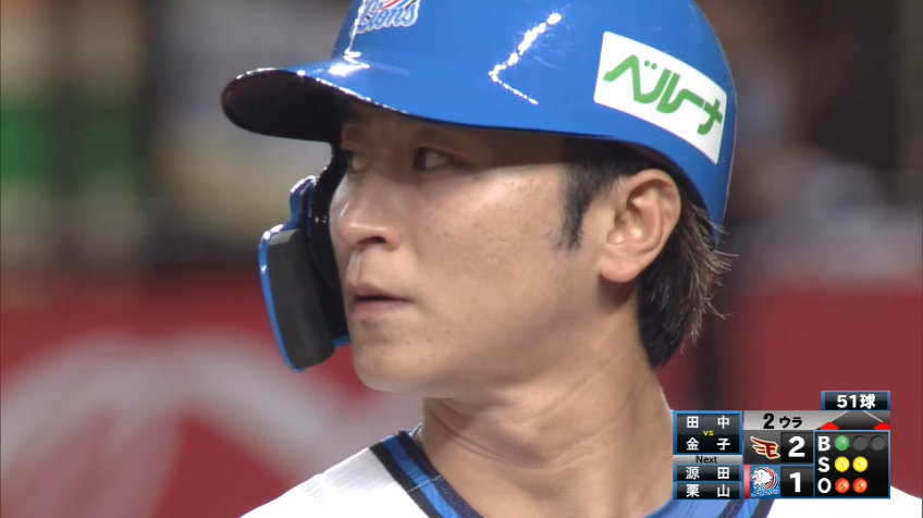 2回裏・L金子 高めを弾き返した!! 同点タイムリー!!