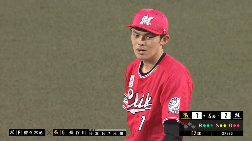 4回表・M佐々木朗 打者を空振り三振に仕留め、3イニング連続3者凡退に抑える!!