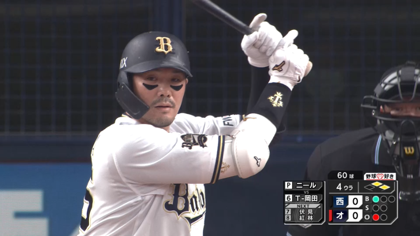 4回裏・B T-岡田 2試合連続の先制タイムリーを放つ!!