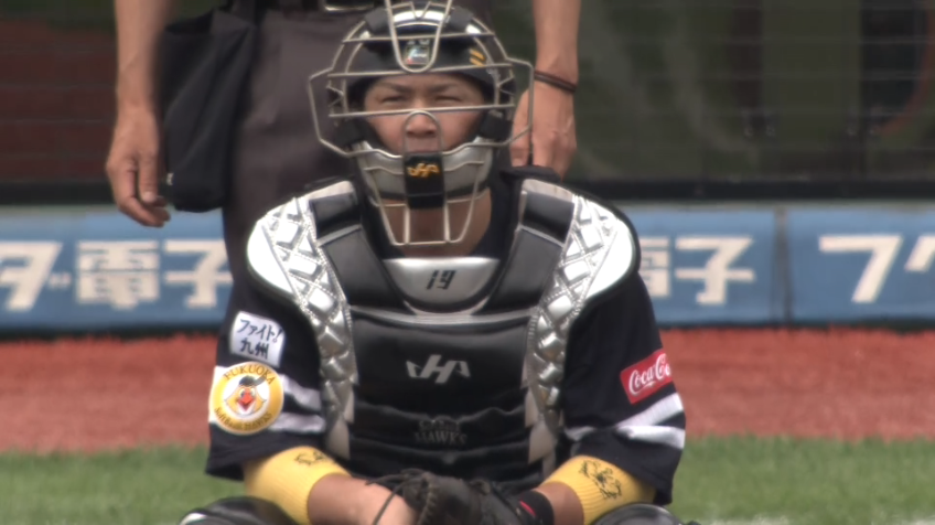 2回裏・H甲斐 ストライク送球で盗塁を阻止!!